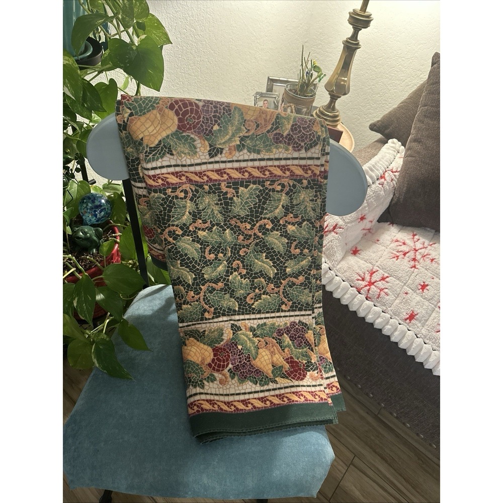 TERRISOL tablecloth, 60"X 104" rectangular, green-red-gold-100%cotton Brasil